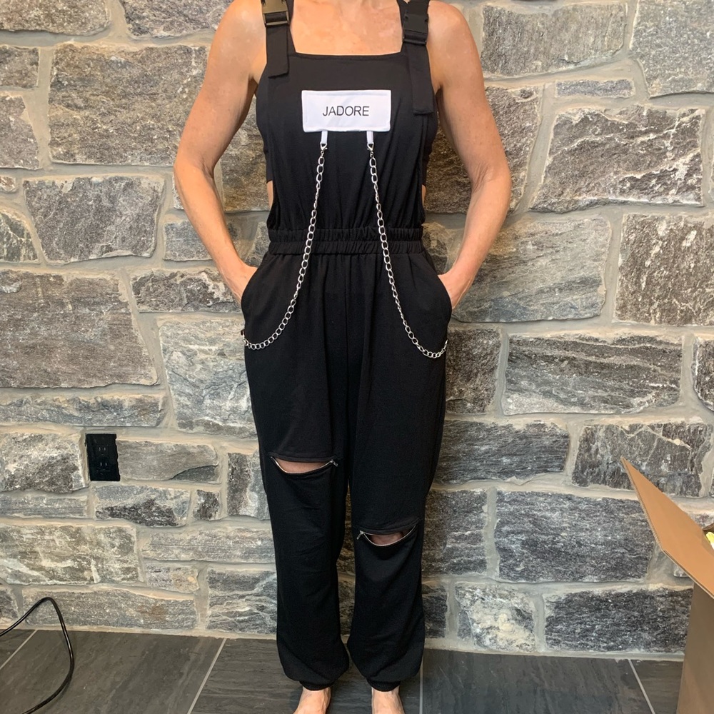 Edgy Jumpsuit w/chains & Zippers! Size M
